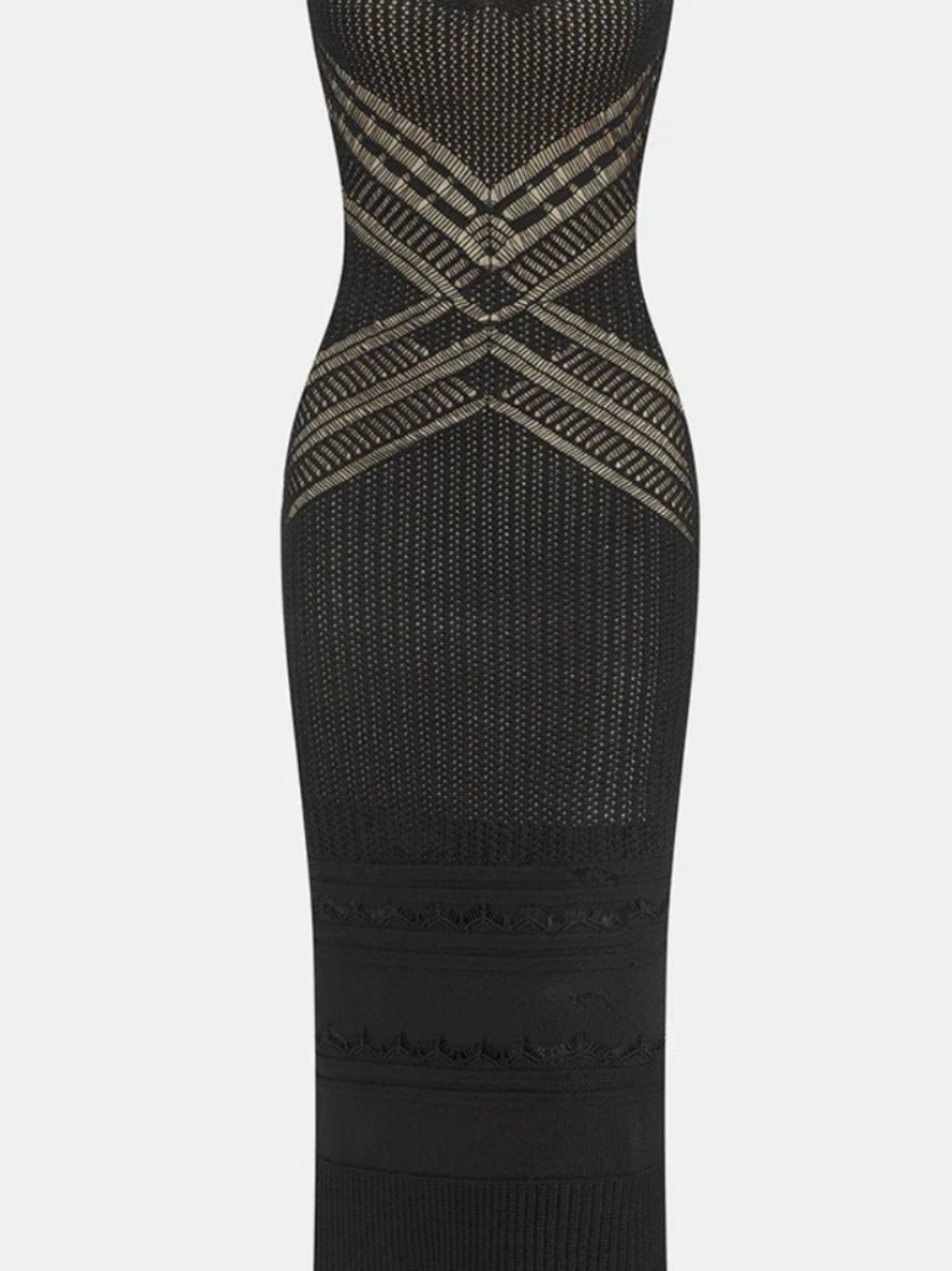 NWT Crisscross Black Strappy Sexy Knit Midi Maxi Dress - Women size 6 / M - Picture 2 of 4